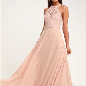 Lulus Dance All Evening Blush Pink Lace Maxi Dress